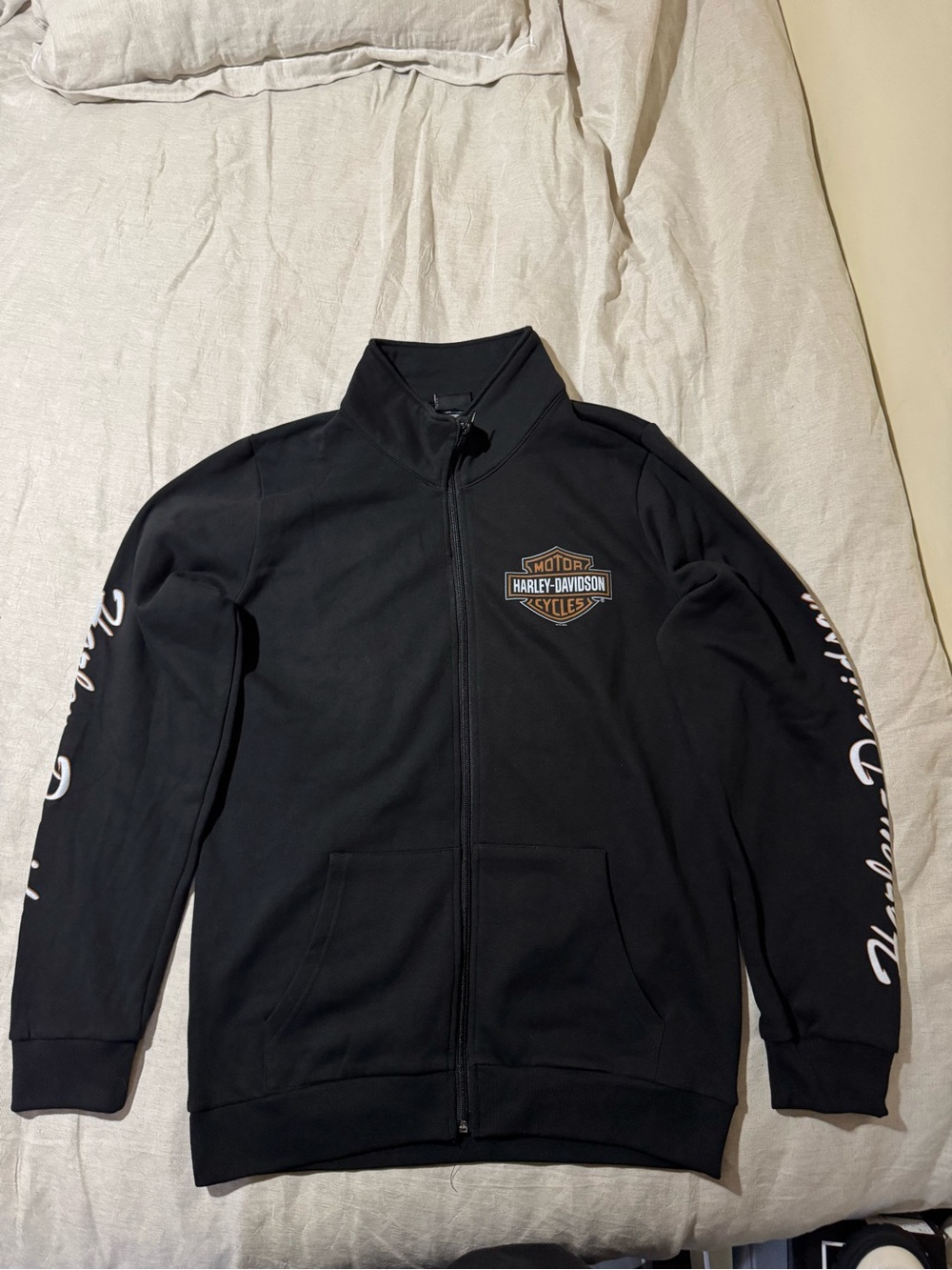 Harley-Davidson Black Full Zip Track Jacket XXL Motorcycle Graphic Sweat